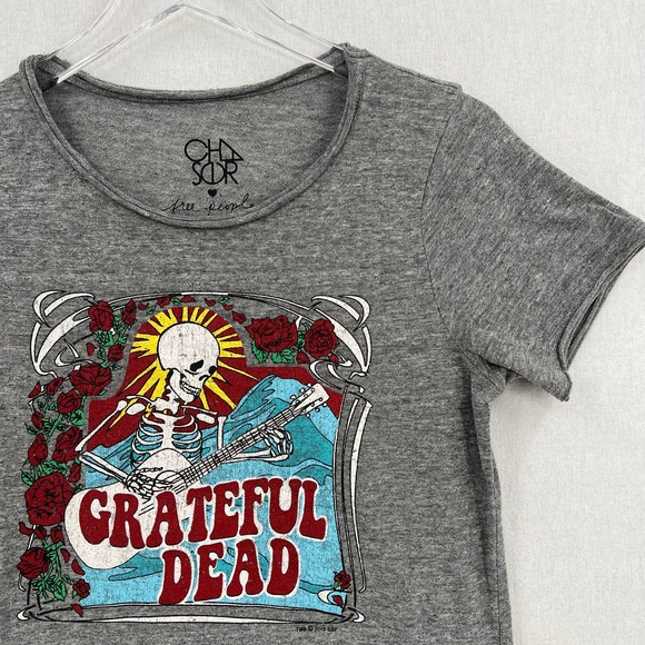 CHASER X FREE PEOPLE Grateful Dead Tee Shirt Womens Small Gray Short Sleeve Crew - Picture 4 of 9